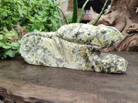 Hand Made Leopard Stone Chameleon Carvings x 2 From Zimbabwe