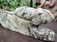 Hand Made Leopard Stone Chameleon Carvings x 2 From Zimbabwe