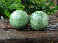 Polished Chrysoprase Spheres x 5 From Madagascar