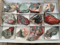 Natural Cobbed Bloodstone Specimens x 12 From Swaziland