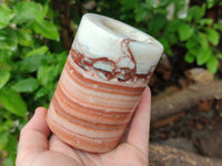 Polished Banded Onyx Candle Holders x 2 From Mexico