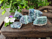 Natural Watermelon Fluorite Cobbed Specimens x 5 From Uis, Namibia