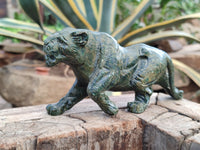 Hand Made Green Verdite Lion Carvings x 2 From Zimbabwe