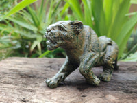 Hand Made Green Verdite Lion Carvings x 2 From Zimbabwe