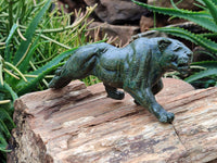 Hand Made Green Verdite Lion Carvings x 2 From Zimbabwe