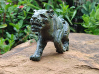 Hand Made Green Verdite Lion Carvings x 2 From Zimbabwe