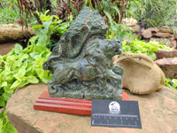 Hand Made Green Verdite Lion Carving x 1 From Zimbabwe