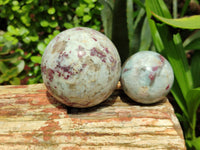 Polished Rubellite Pink Tourmaline Spheres x 3 From Madagascar