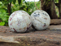 Polished Rubellite Pink Tourmaline Spheres x 3 From Madagascar