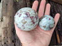 Polished Rubellite Pink Tourmaline Spheres x 3 From Madagascar