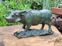 Hand Made Green Verdite Warthog Carving x 1 From Zimbabwe