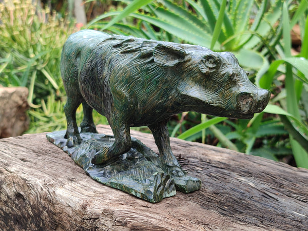 Hand Made Green Verdite Warthog Carving x 1 From Zimbabwe