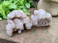 Natural Smokey Phantom Quartz Clusters x 2 From Luena, Congo