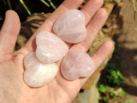 Polished Gemmy Rose Quartz Gemstone Hearts - sold per item - From South Africa