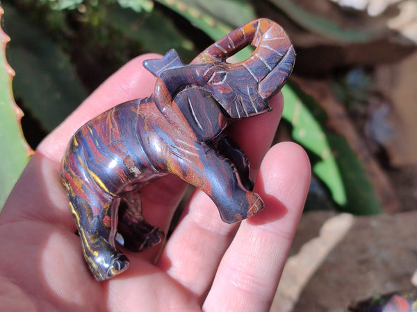 Polished Tiger Iron Banded Ironstone Jasper Elephant Carving - sold per item - From Australia