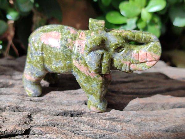 Polished Unakite Elephant Carving - sold per item - From South Africa