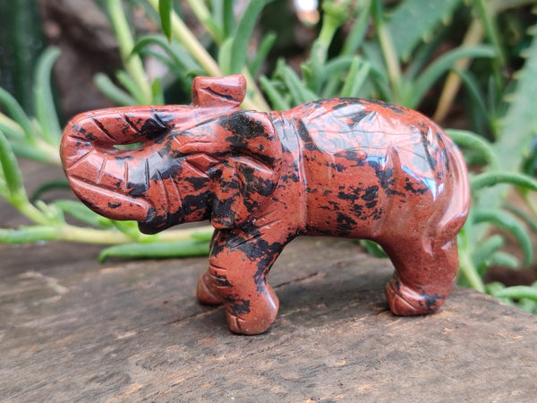 Polished Mahogany Obsidian Elephant Carving - sold per item - From USA