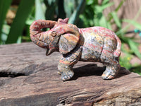 Polished Snakeskin Rhyolite Jasper Elephant Carving - sold per item - From Australia