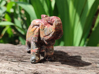 Polished Snakeskin Rhyolite Jasper Elephant Carving - sold per item - From Australia