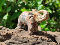 Polished Snakeskin Rhyolite Jasper Elephant Carving - sold per item - From Australia