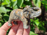 Polished Snakeskin Rhyolite Jasper Elephant Carving - sold per item - From Australia