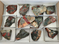 Natural Bloodstone Cobbed Specimens x 12 From Swaziland