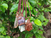 Hand Made Copper Wire Wrapped Stone Pendants x 6 From Southern Africa