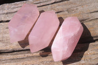 Polished Double Terminated Rose Quartz Points x 6 From Ambatondrazaka, Madagascar