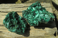 Natural Silky Malachite Specimens x 2 From Kasompe, Congo