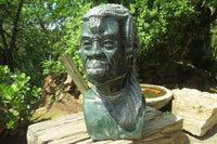 Hand Made Green Verdite Royal African Bust Sculpture x 1 From Zimbabwe