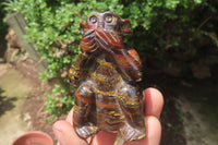 Hand Made Tiger Iron Jasper Monkey Carvings x 3 From Australia