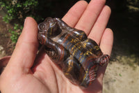 Hand Made Tiger Iron Jasper Monkey Carvings x 3 From Australia