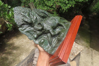 Hand Made Green Verdite Buffalo Sculpture x 1 From Zimbabwe