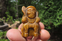 Polished Golden Tigers Eye Far Eastern Carved Gods on Wooden Stands - sold per Set of 7 - From South Africa