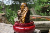 Polished Golden Tigers Eye Far Eastern Carved Gods on Wooden Stands - sold per Set of 7 - From South Africa