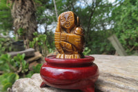 Polished Golden Tigers Eye Far Eastern Carved Gods on Wooden Stands - sold per Set of 7 - From South Africa