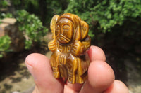 Polished Golden Tigers Eye Far Eastern Carved Gods on Wooden Stands - sold per Set of 7 - From South Africa