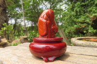 Polished Red Jasper Far Eastern Carved Gods on Wooden Stands - sold per Set of 7 - From South Africa