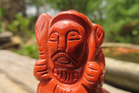 Polished Red Jasper Far Eastern Carved Gods on Wooden Stands - sold per Set of 7 - From South Africa