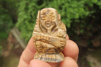 Polished Picture Stone Jasper Far Eastern Carved Gods on Wooden Stands - sold per Set of 7 - From South Africa