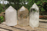 Polished Clear Quartz Crystal Points x 3 From Madagascar