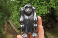 Hand Made Silver Hematite Monkey Carvings x 3 From China