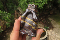 Hand Made Tiger Iron Jasper Monkey Carvings x 3 From Australia