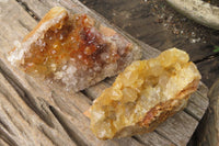 Natural Limonite Quartz Geode Specimens x 4 From Zambia