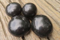 Polished Black Basalt Palm Stones x 12 From Antsirabe, Madagascar