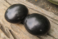 Polished Black Basalt Palm Stones x 12 From Antsirabe, Madagascar