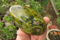 Polished Green Opal Standing Free Forms x 3 From Antsirabe, Madagascar