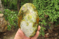 Polished Green Opal Standing Free Forms x 3 From Antsirabe, Madagascar