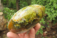 Polished Green Opal Standing Free Forms x 3 From Antsirabe, Madagascar