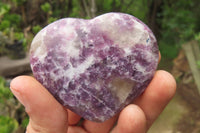 Polished Lepidolite Gemstone Hearts x 6 From Madagascar